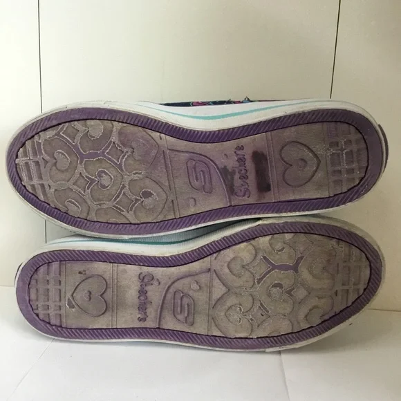 Girls Skechers Sneakers Twinkle Toes Shuffles Peacocks Tennis Shoes Size 5 - Picture 7 of 14